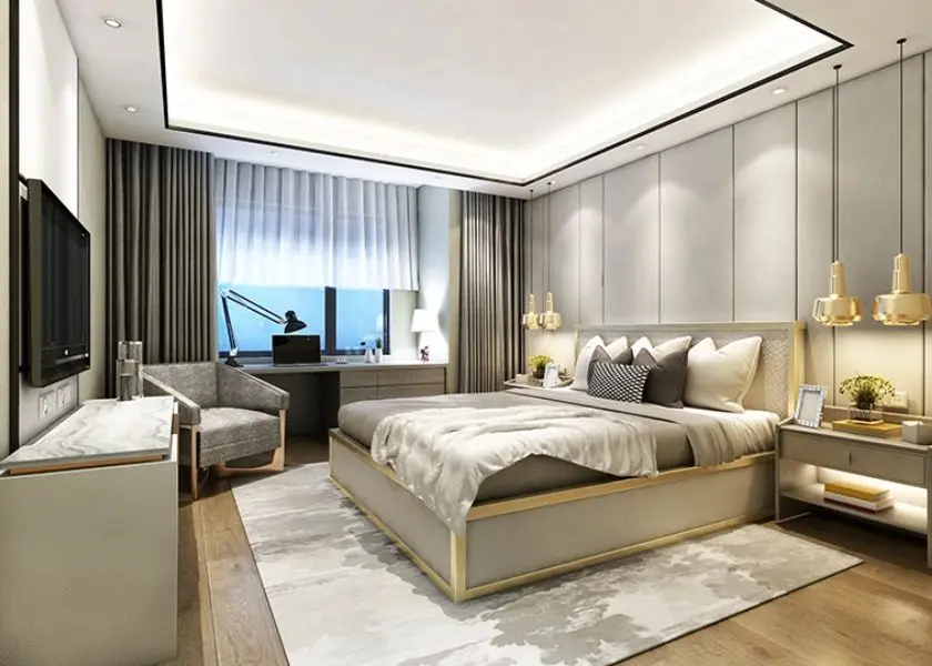 Plafon PVC Kombinasi Gypsum di Kamar Tidur